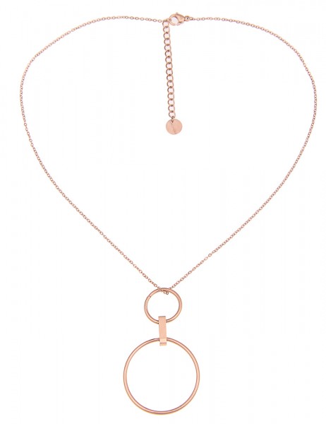 Leslii Kurze Halskette Doppel Ring in Rosé