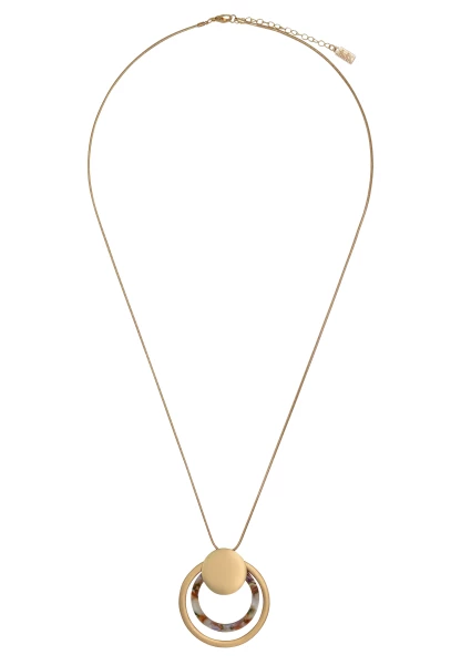 Leslii Damen-Kette Muster Ring-Anhänger Matt Schlangen-Kette Gold Braun