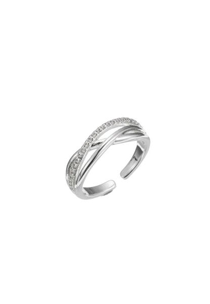 Leslii Ring Glitzer Streifen Silber Strass