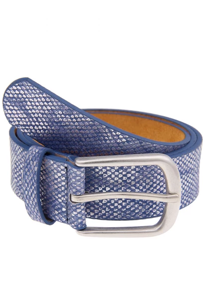 -70% SALE! Leslii Damen-Gürtel Schlangen-Muster Animal Blau Silber Mode-Accessoire 3,2cm