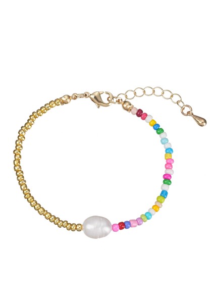 Leslii Armband Perle Bunt Gold