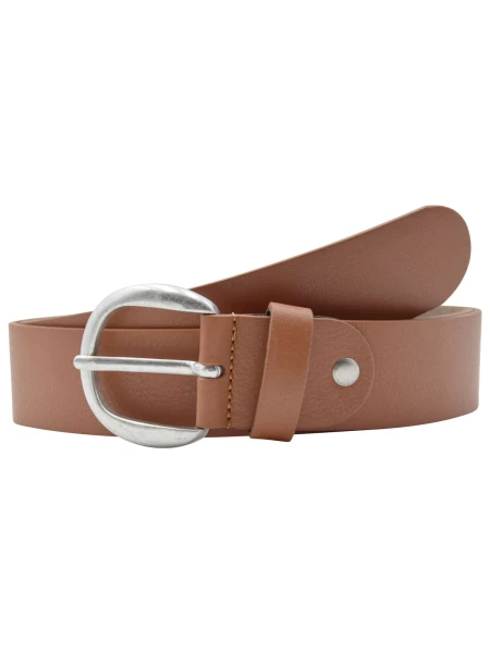 Leslii Premium Gürtel echter Leder-Gürtel Antik Breite 4cm Kalbs-Nappaleder Narbung Cognac Silber