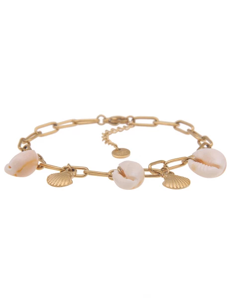 -50% SALE Leslii Armband Muscheln in Gold Weiß