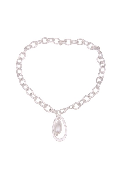 -50% SALE Leslii Kurze Halskette Jana Glieder-Kette Perle in Silber Weiß