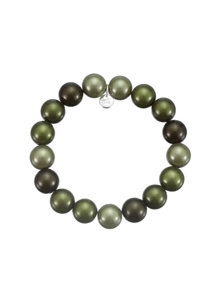 Leslii Reflective Pearl Perlen-Armband Magic 3D-Effekt Ø 12mm Khaki