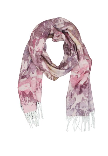 Leslii Schal Blumen-Muster Rosen gemusterter Schal Fransen-Schal Muster-Schal in Pink Lila