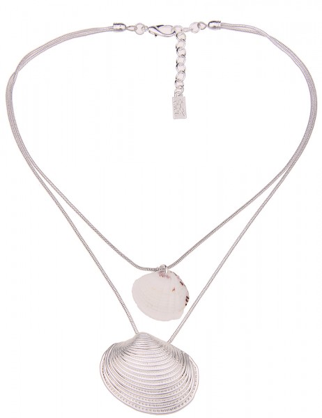 Leslii Damen-Kette Muschelsucher Layering-Kette kurze Halskette Muschel-Kette in Silber Weiß