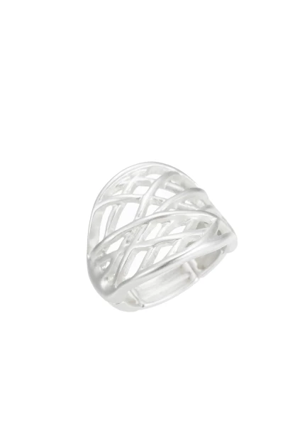 Leslii Ring Statement Geflecht Silber