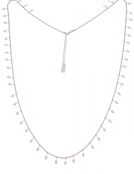 Leslii Lange Halskette Perlen Kugeln in Silber Weiß