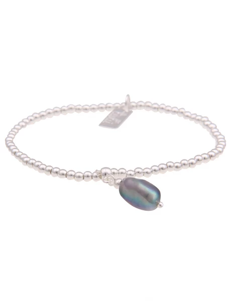 Leslii Armband Natur Zuchtperle Silber Grau