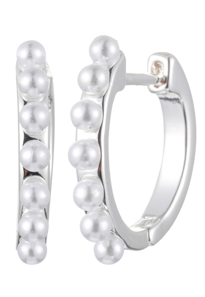 Leslii Ohrringe Creolen Perlen in Weiß Silber