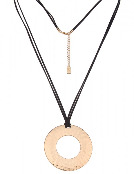 -50% SALE Leslii Lange Halskette Muster Ring in Schwarz Gold