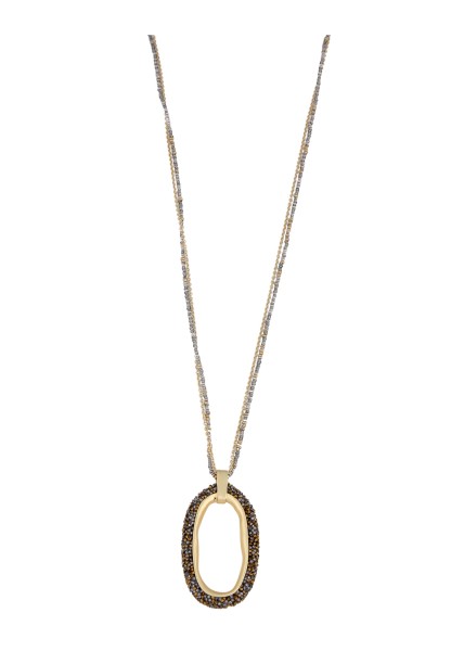-50% SALE Leslii lange Statement Halskette mit Strass Oval Anhänger Gold