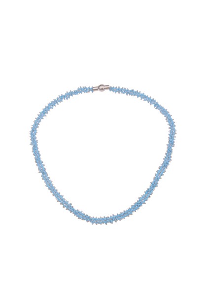 -50% SALE Leslii Kurze Halskette Collier Perlchen in Blau Silber