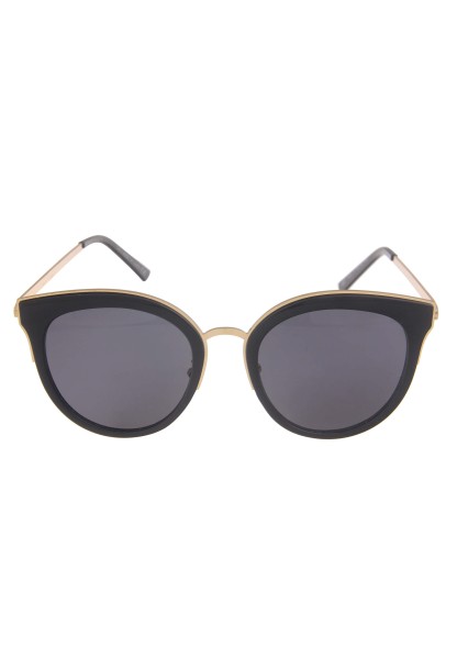 Leslii Sonnenbrille Damen Cateye schwarze Sonnenbrille Designerbrille Sunglasses Metall Schwarz Gold