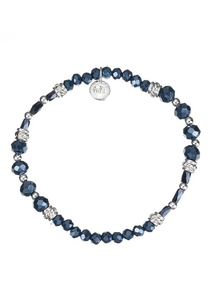 Leslii Damen-Armband Kiara Kristall Glasperlen dehnbar Blau