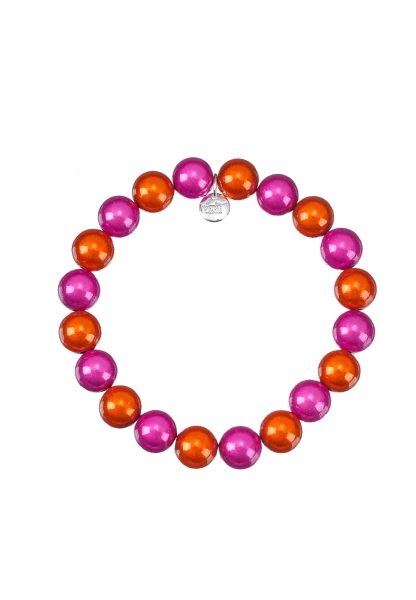 Leslii Reflective Pearl Perlen-Armband Magic 3D-Effekt Ø 10mm in Pink Orange