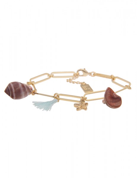 Leslii Damen-Armband Muscheln Glieder-Armband Tassel Quaste Modeschmuck-Armband in Gold Grün