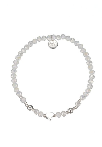 Leslii Damen-Armband Karoline Kristall Glasperlen dehnbar Weiß