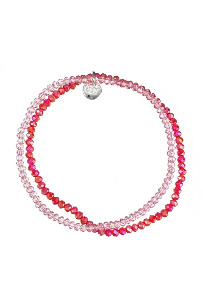 Leslii Damen-Armband Kelly Kristall Glasperlen dehnbar Rosa Rot