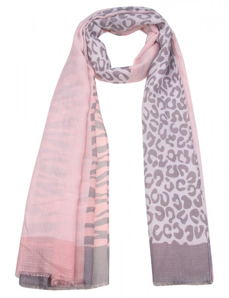 Leslii Damen-Schal Animal Print Leo-Muster Zebra-Muster rosa Schal Muster-Schal in Rosa Grau