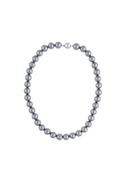 Leslii Damen-Kette graue Perlen-Kette kurze Halskette Perlen-Collier Modeschmuck-Kette in Grau