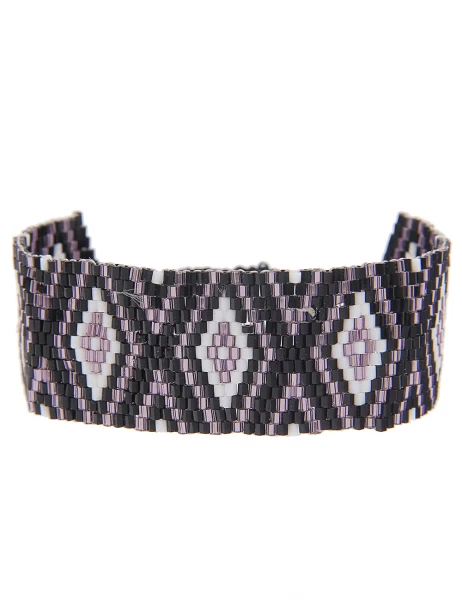 -70% SALE Leslii Armband Web-Muster Raute in Schwarz Lila