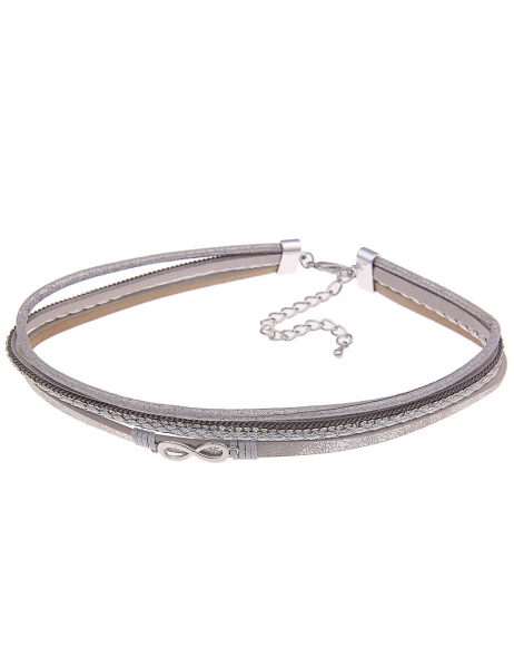 -70% SALE Leslii Kurze Halskette Choker Unendlich Endlos in Grau