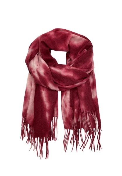 Leslii Schal Fransen Batik Dunkelrot Rosa