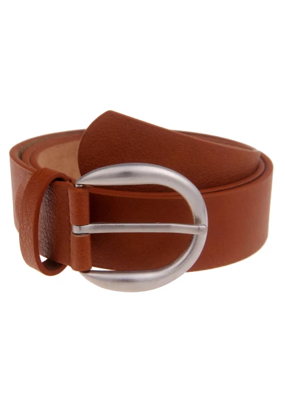 Leslii Damen-Gürtel Basic Uni einfarbig brauner Gürtel Breite 3,5cm Dornschließe Cognac Braun