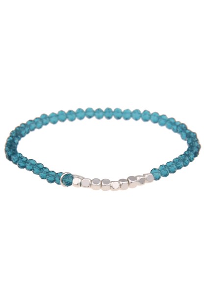 Leslii Damen-Armband Kayla Kristall Glasperlen-Armband Modeschmuck-Armband dehnbar Petrol Blau
