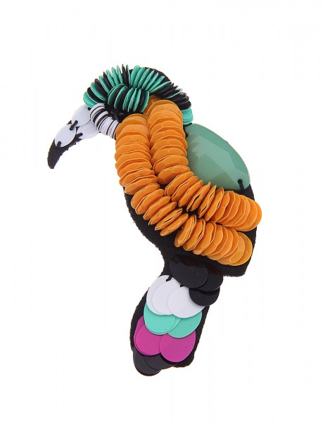 Leslii Damen-Brosche Big Kolibri Vogel-Brosche Textil Ansteck-Nadel Schal-Nadel Modeschmuck Bunt