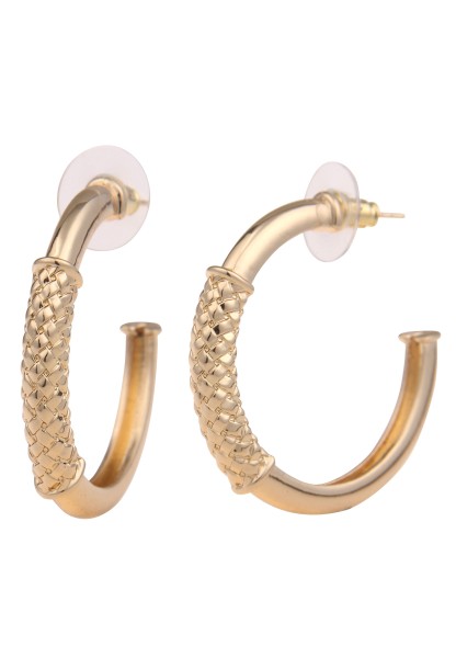 Leslii Damen-Ohrringe Creolen Statement Muster Glanz-Look goldene Modeschmuck-Ohrringe in Gold
