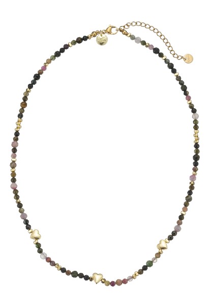Leslii kurze Halskette Kristall Herz-Kette 14k Gold | Multi