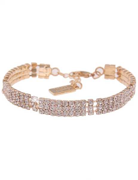 Leslii Armband Statement Glitzer Strass-Armband in Gold Weiß