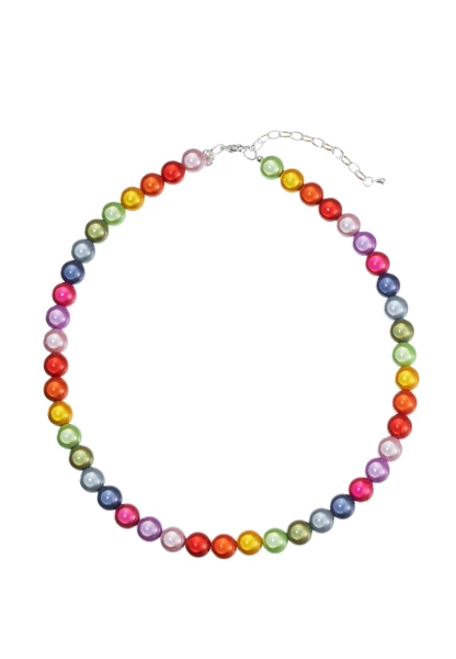 Leslii Reflective Pearl kurze Perlen-Kette Magic 3D-Effekt Ø 10mm Regenbogen Bunt