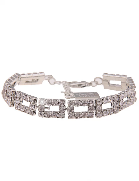 -50% SALE Leslii Armband Statement Glitzer Strass-Armband in Silber Weiß