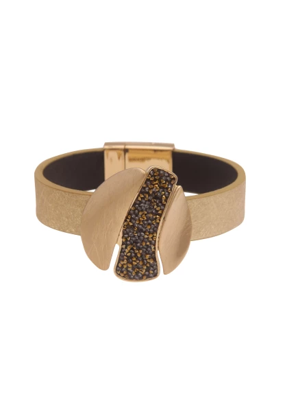 Leslii Armband Sandra Statement Glitzer Scheibe in Gold