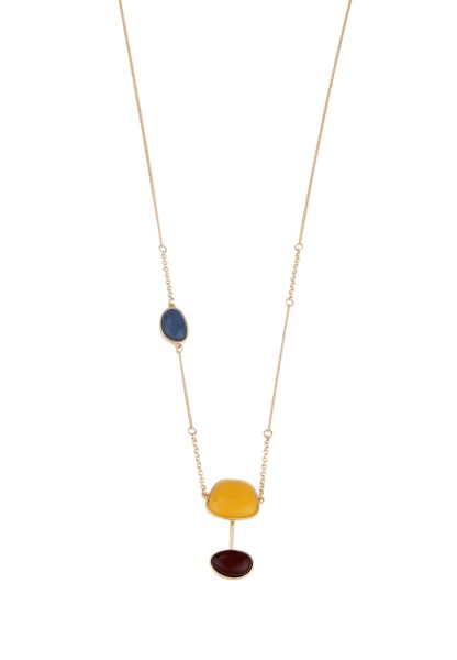 Leslii Damen-Kette Color Glieder-Kette goldene Halskette bunte Modeschmuck-Kette Gold Bunt