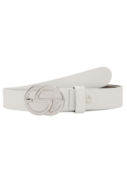 Leslii Premium Gürtel echter Leder-Gürtel 3cm weißer Gürtel Kalbs-Nappaleder Narbung Weiß Silber