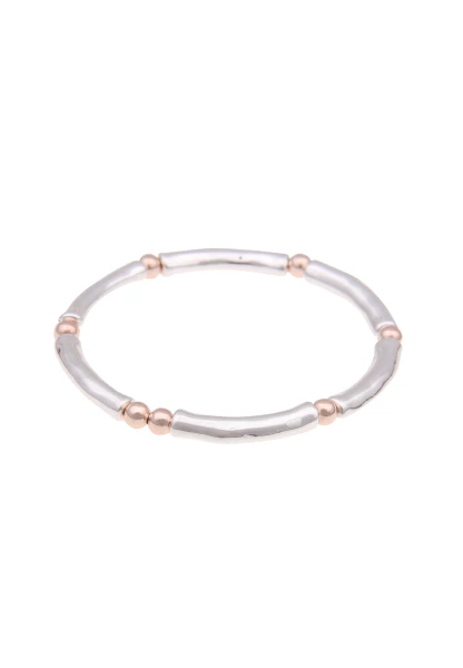 -50% SALE Leslii Damen-Armband Armreif Bicolor zweifarbiges Armband Modeschmuck Silber Rosé