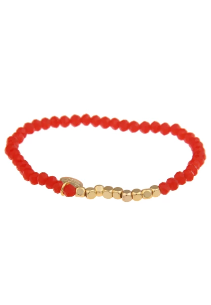 Leslii Damen-Armband Kayla Kristall Glasperlen-Armband Modeschmuck-Armband dehnbar Orange