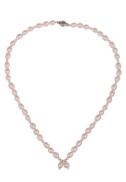 Leslii Damen-Kette Hella weiße Perlen-Kette echte Süßwasserzucht-Perlen Collier kurze Kette Weiß