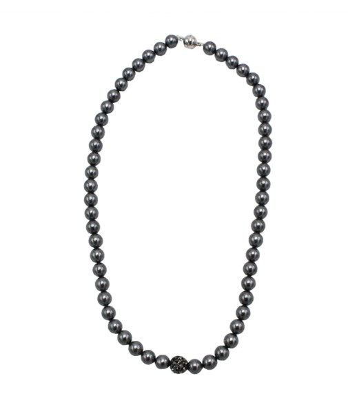 Leslii Damen-Kette graue Perlen-Kette graue Strass-Kugel Kurze Halskette Perlen-Collier in Grau