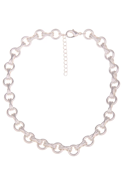 Leslii Damen-Kette Statement Glieder-Kette gekreuzt kurze Kette Silber