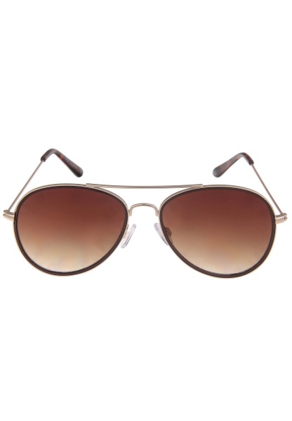 Leslii Sonnenbrille Damen Piloten-Brille Doppelsteg Designerbrille Sunglasses Metall Gold Braun