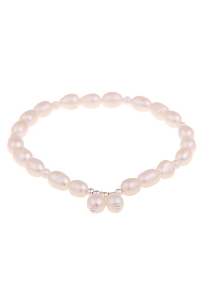 Leslii Damen-Armband Hella weißes Perlen-Armband echte Süßwasserzucht-Perlen Armschmuck Weiß