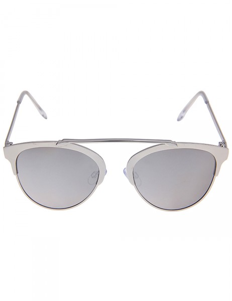 Leslii Sonnenbrille Damen Piloten-Brille Designerbrille Sunglasses in Silber Metall Sonnenbrille ohn