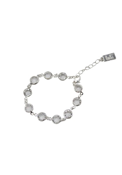 Leslii Damen-Armband Glitzer Glas-Steine Armschmuck Modeschmuck-Armband in Silber Weiß