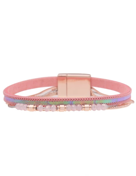 Leslii Armband Metallic Glasperlen in Rosé Pink